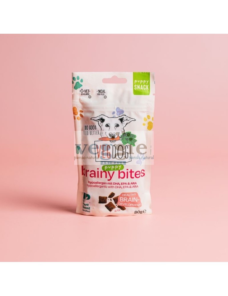 VEGDOG Brainy Bites 80 g | Snack vegano para perros ✅