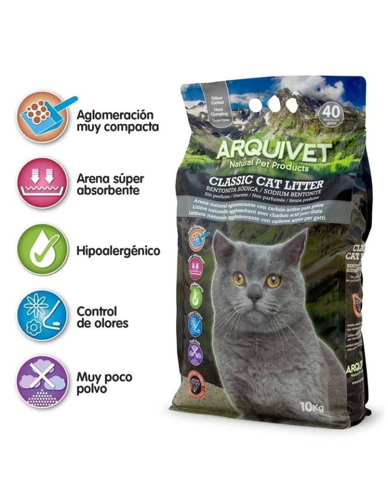 Arena de bentonita para gatos 10 kg | Alta absorción y control de olores ✅