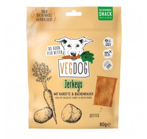 VEGDOG JERKEYS 80 g for Dogs - Vegetables and carrots