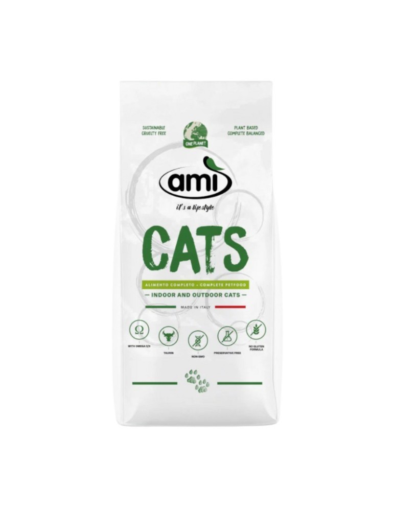 AMI CAT 300g, 1,5kg e 7,5kg - Comida vegana completa para gatos adultos