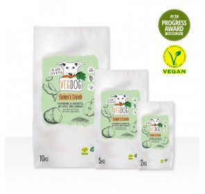VEGDOG Farmer’s Crunch 2kg, 5kg y 10kg - Alimento vegano sin cereales, sin gluten ni soja para perros