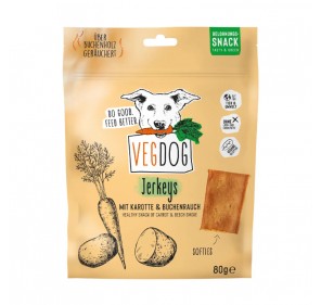 VEGDOG Jerkeys 80g para Cães - Hortaliças e cenouras