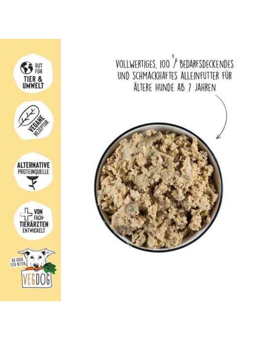 Pack 6 u. VEGDOG Guisantes y Mijo 400 g | Comida húmeda perros senior ✅