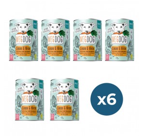 Pack 6u. VEGDOG Lentejas y mijo 400gr para perros ADULTOS