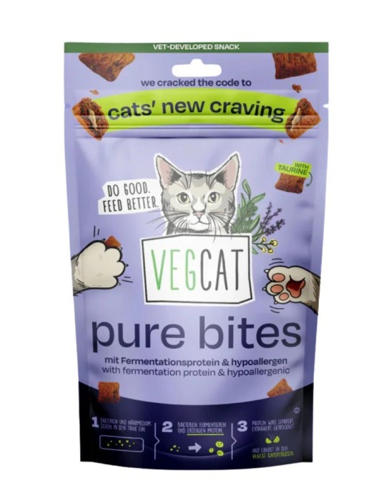 VegCat Pure Bites 158 g | Snacks veganos para gatos hipoalergénicos ✅