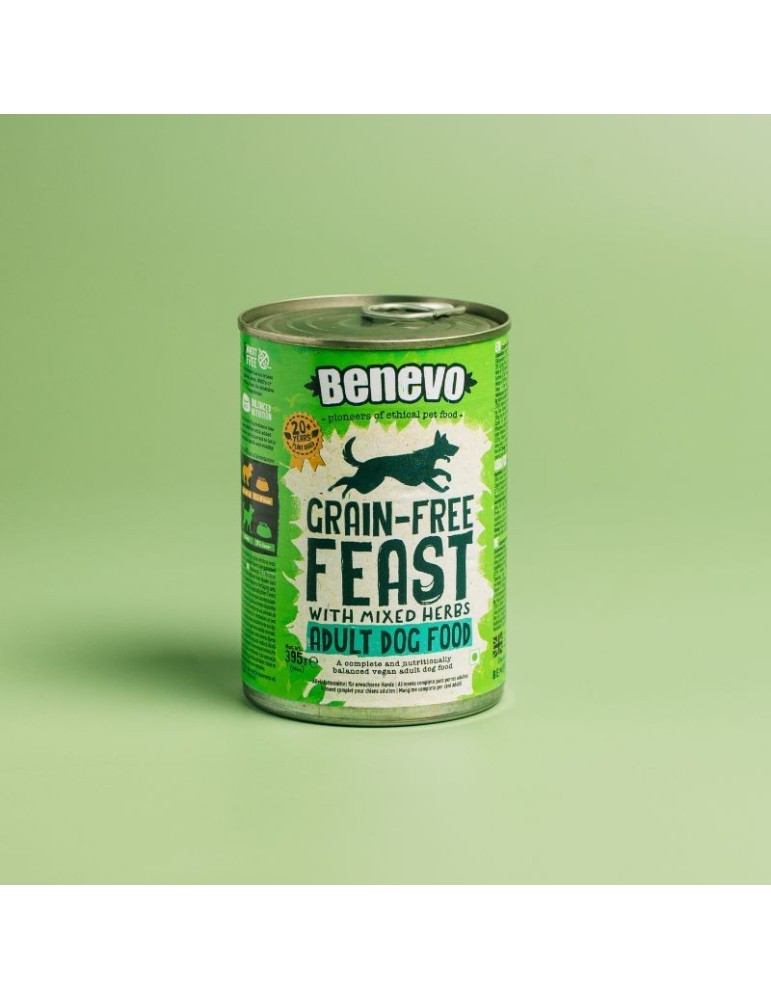 Cibo umido vegetariano e senza cereali per cani naturali